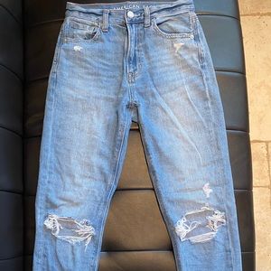 American Eagle Mom Jeans Knee Rips
